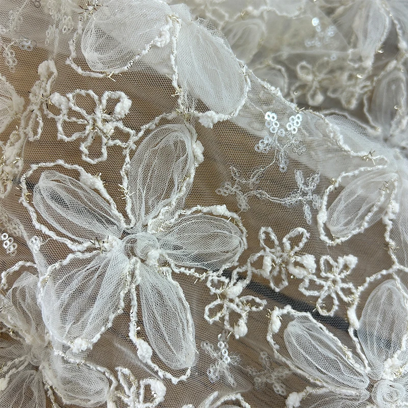 3D Embroidered Sequin Mesh Fab - đánh giá và giá Textile Sewing Techniques
