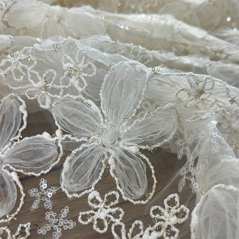 3D Embroidered Sequin Mesh Fab - đánh giá và giá Textile Sewing Techniques