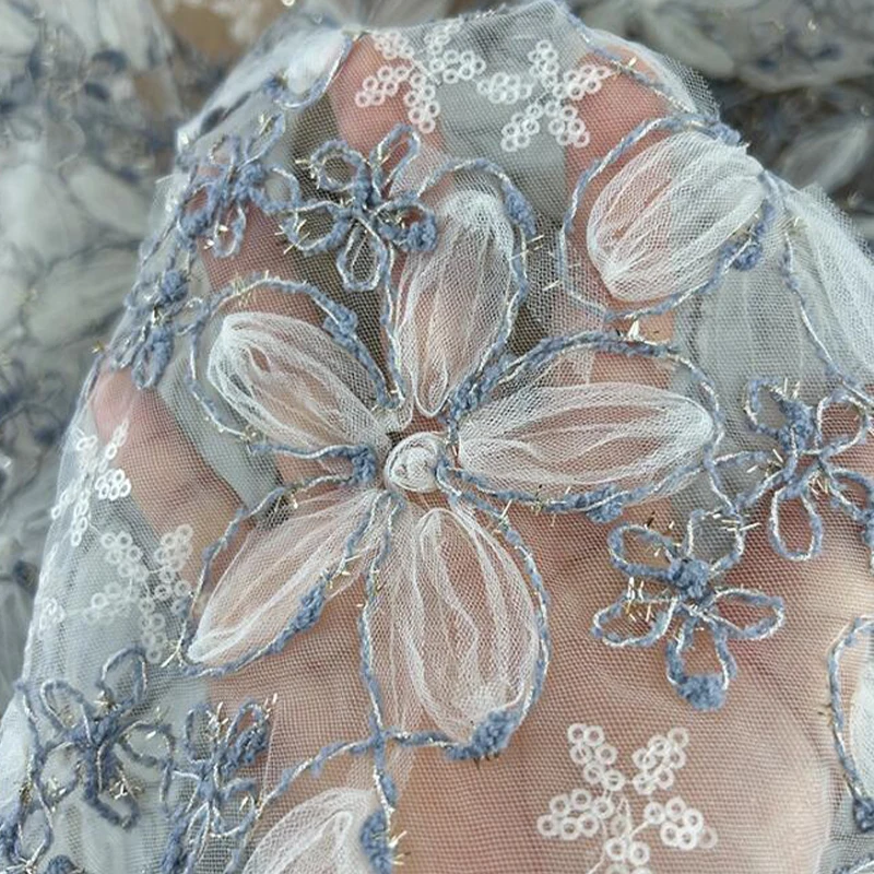 3D Embroidered Sequin Mesh Fab - đánh giá và giá Textile Sewing Techniques