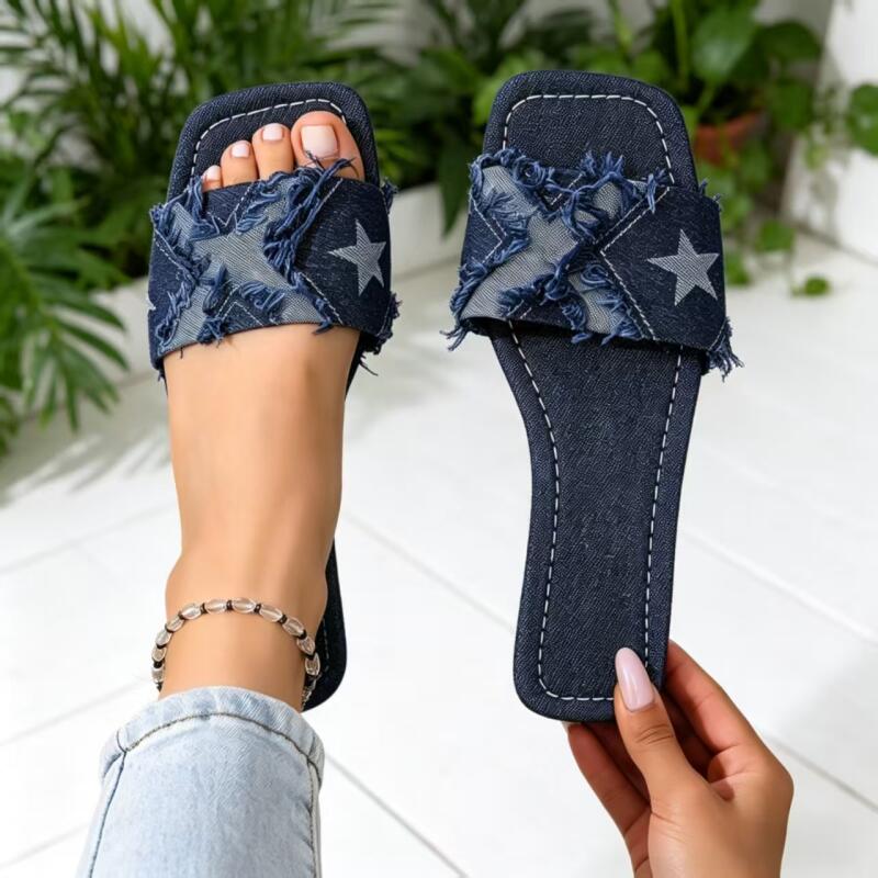 Y2K Denim Strap Flat Heel Sand - đánh giá và giá Sewing Expert