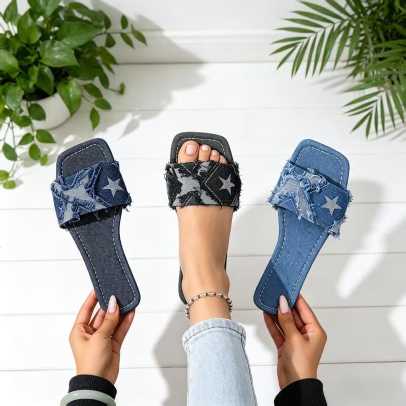 Y2K Denim Strap Flat Heel Sand - đánh giá và giá Sewing Expert
