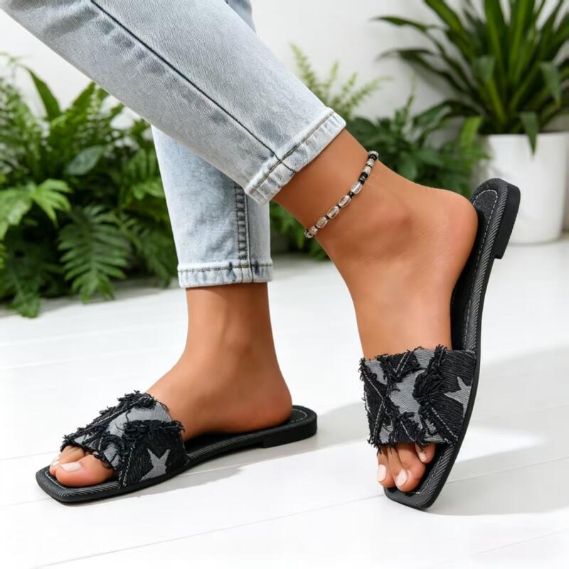Y2K Denim Strap Flat Heel Sand - đánh giá và giá Sewing Expert