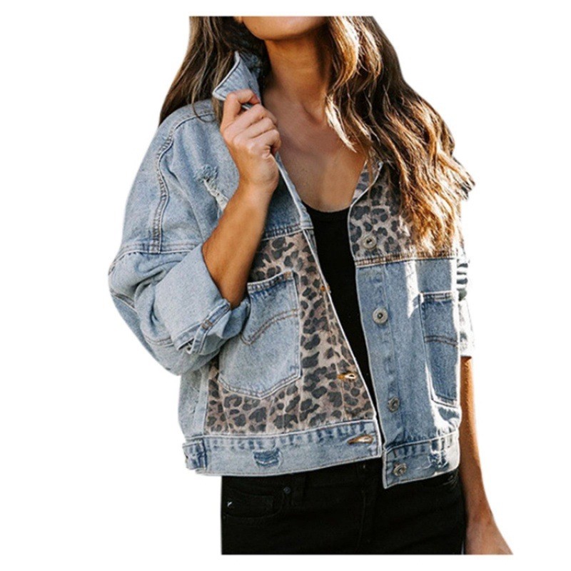Leopard Stitching Denim Jacket - đánh giá và giá Sewing Jackets